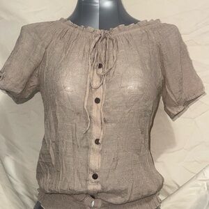 Wet Seal Beige Button-Up Blouse